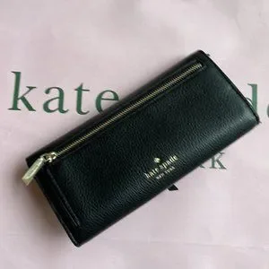kate spade Bags Kate Spade Marti Large Slim Flap Wallet Black